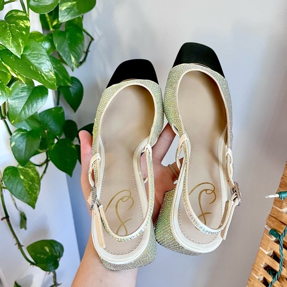 Sam Edelman Tarra Glitz Slip-On Slingback Pumps Crystal Embellishment - Picture 4 of 13